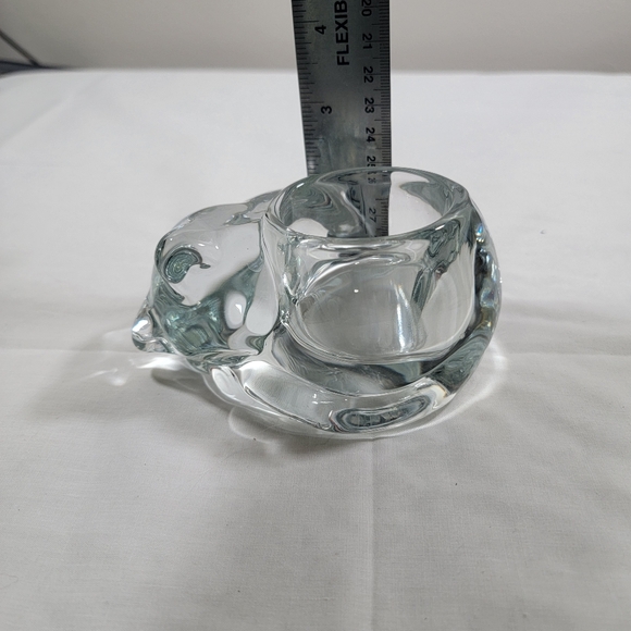 Vintage Indiana Glass Crystal Heavy Solid Sleeping Cat Votive Candle Holder - Picture 4 of 11